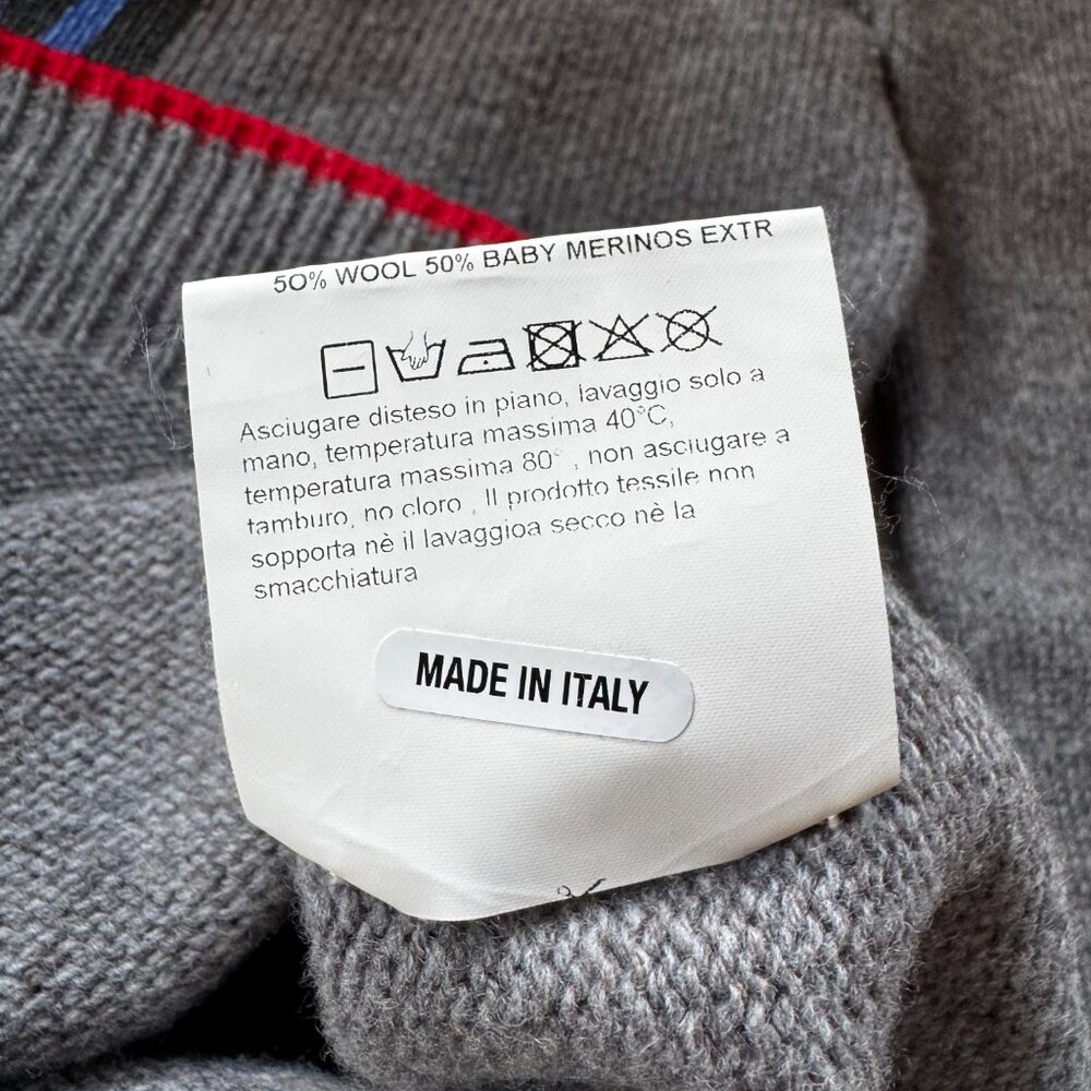 Golden Goose Deluxe Brand Men’s Wool Sweater – Gray with Red Trim (Size XL) - Picture 8 of 8